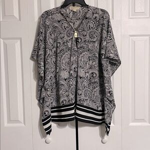 Michael Kors black & off white top blouse shirt size L / XL